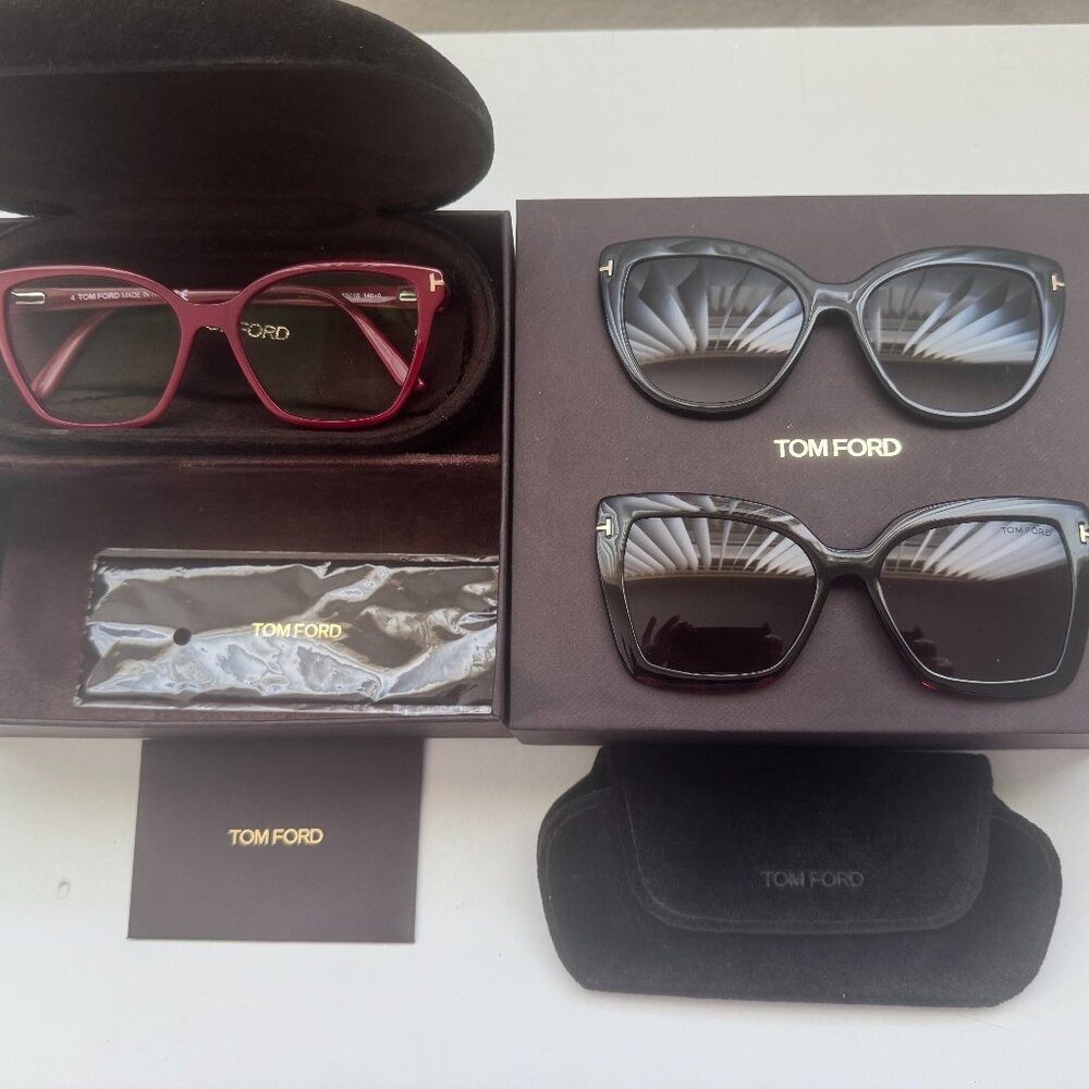 TOM FORD TF5641-B 53 Eyeglasses w/Dual Magnetic Clip-On Sunglasses-Blk/Tortoise